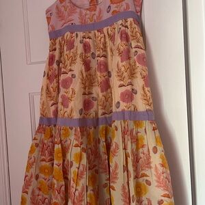 Pink Chicken Orange and Pink Tiered Sundress Casual